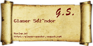 Glaser Sándor névjegykártya